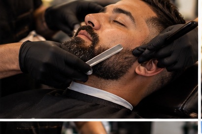 Traditional straight-razor shave in the barber chair
